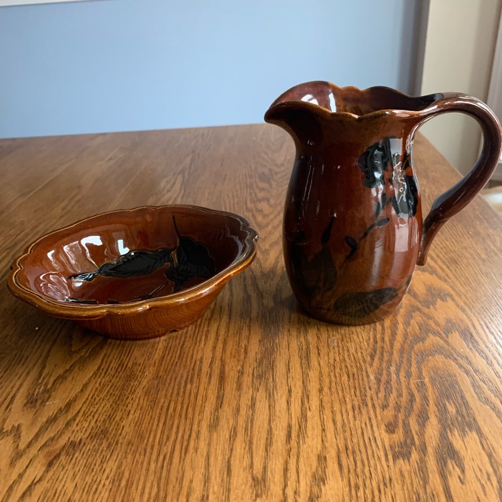 Royal Haeger Brown Pitcher and Bowl
